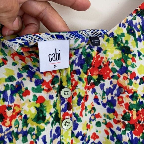 Cabi Fiesta Strappy Floral Romper Coverall Shorts Multi Color Medium - Picture 6 of 12